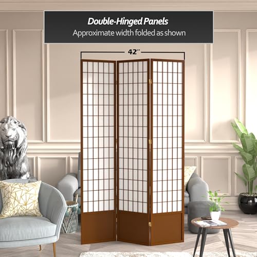 7 ft. Tall Window Pane Shoji Screen Room Divider, 3 Panels, White S15216