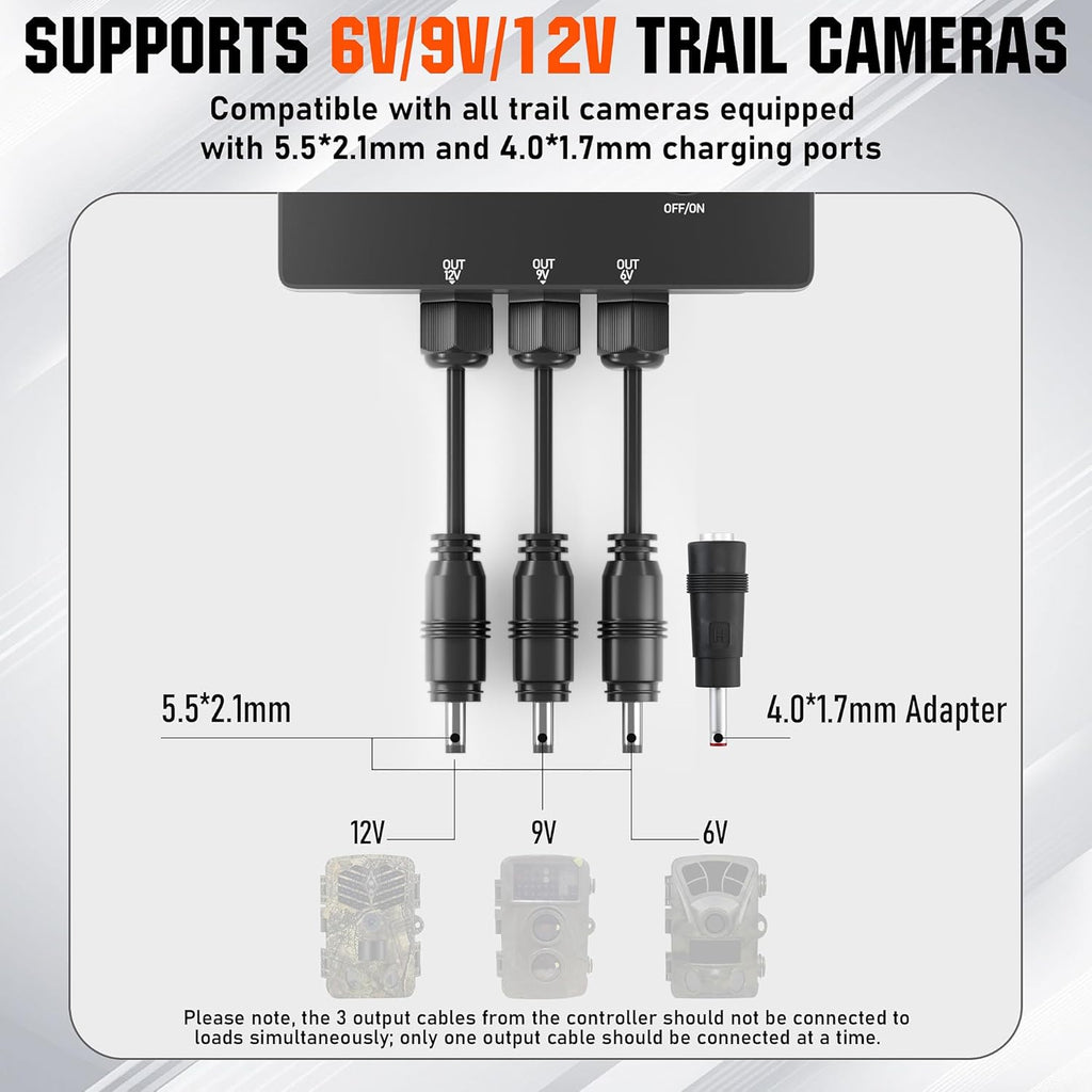 Solar Panel for Trail Camera with 7500mAh Battery and 6V/9V/12V Output J3760
