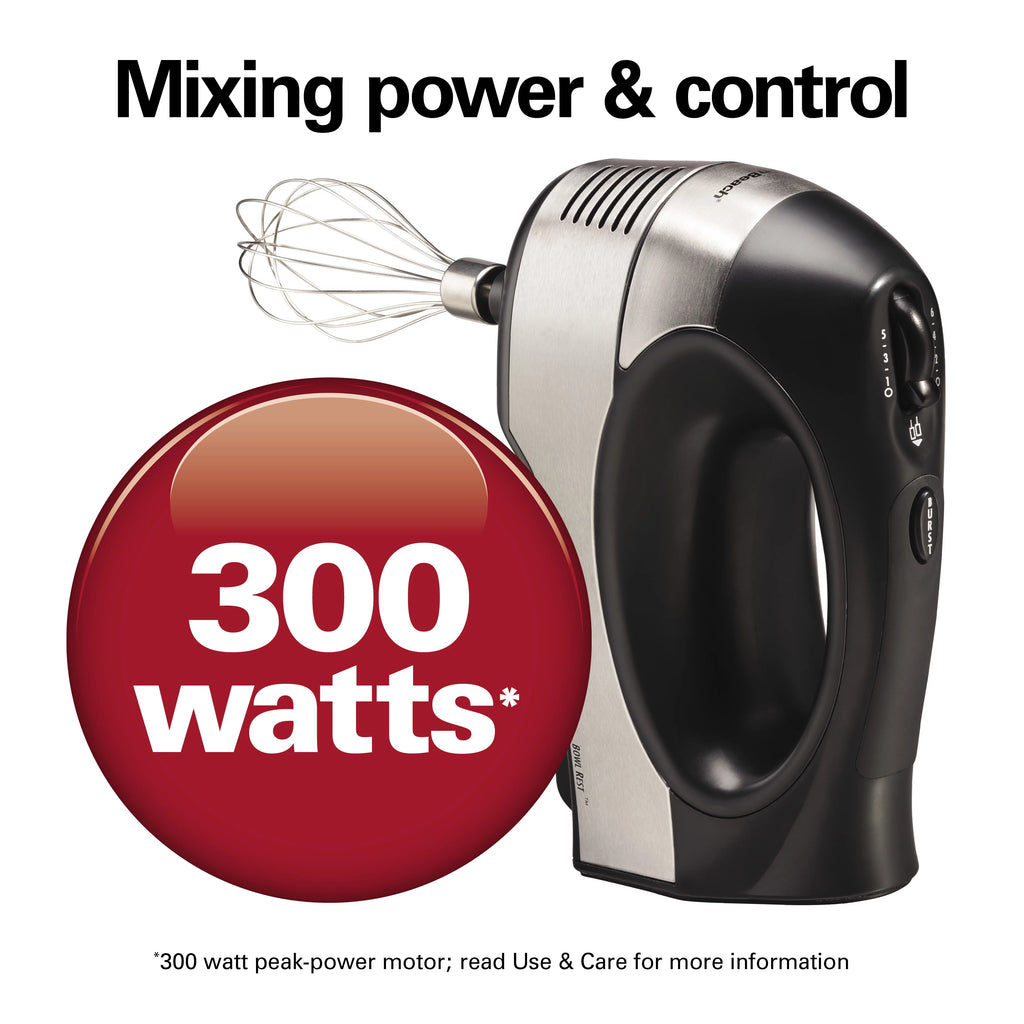 6 Speed Hand Mixer with Case and 5 Attachments, Stainless Steel F65078
