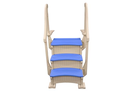 In-Pool Inground Pool Step with 2 Handrails and Adjustable Mounting Brackets, Grey Treads N557