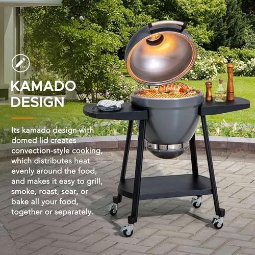 Charcoal Kamado Grill with Pizza Stone and Wheels Y970299