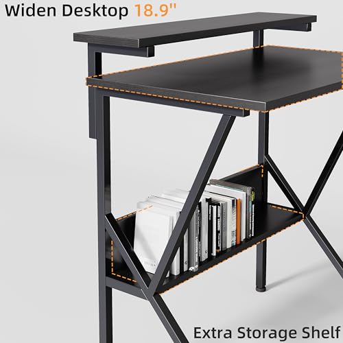 Small Desk with Adjustable Monitor Stand for Small Spaces, Grey G4959