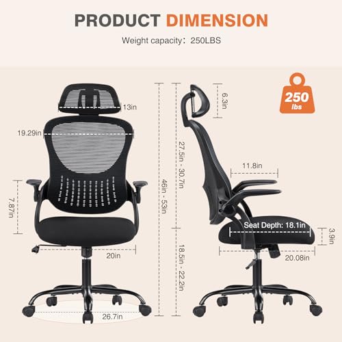 Ergonomic High-Back Mesh Rolling Desk Chair with Adjustable Headrest, Pink S9181