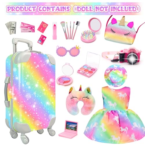 18 Inch Doll Travel Set with Suitcase, Dress, and Accessories B481
