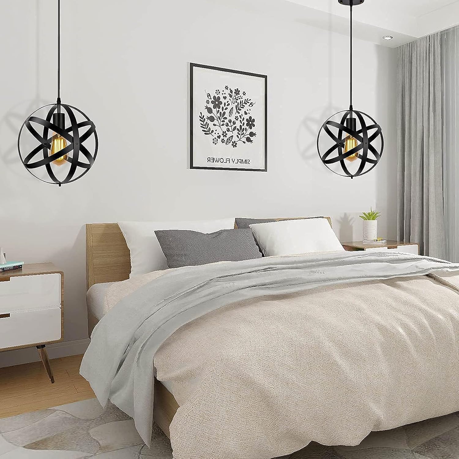 Black Spherical Pendant Light for Kitchen Island M365072