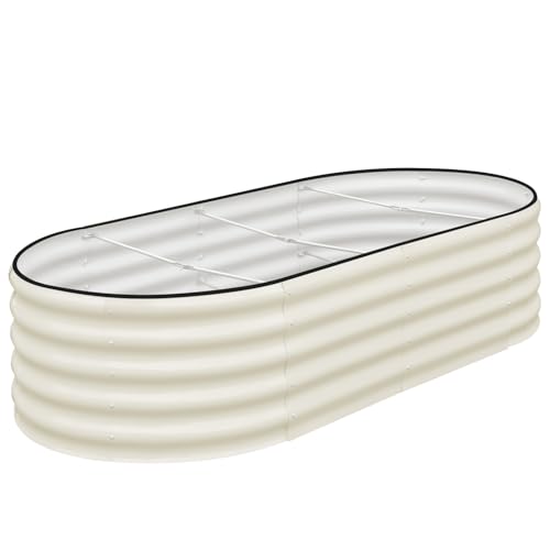 Galvanized Raised Garden Bed, 4x2x1ft Oval Metal Planter Box for Outdoor Plants Vegetables X93266