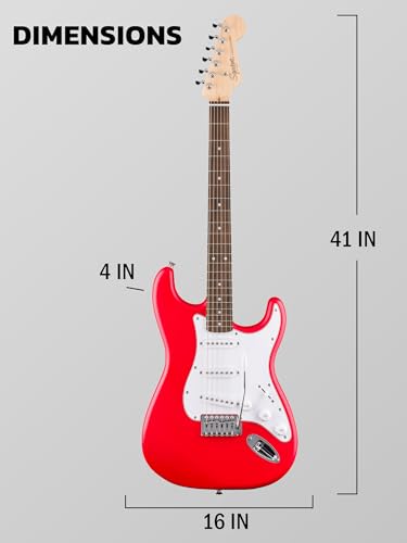 Stratocaster Electric Guitar Bundle with Amplifier, Gig Bag, Strap, Cable, Picks, and DVD F102