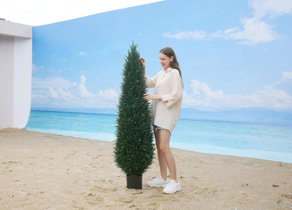 Artificial Cedar Topiary Tree Potted UV Resistant Outdoor Shrub P5122