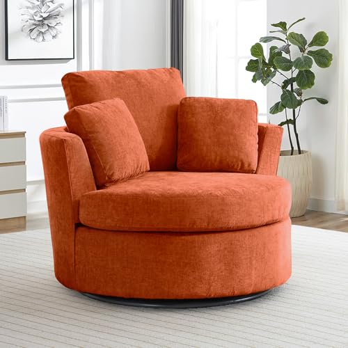 Round Swivel Barrel Chair with Ottoman for Living Room Bedroom G375183