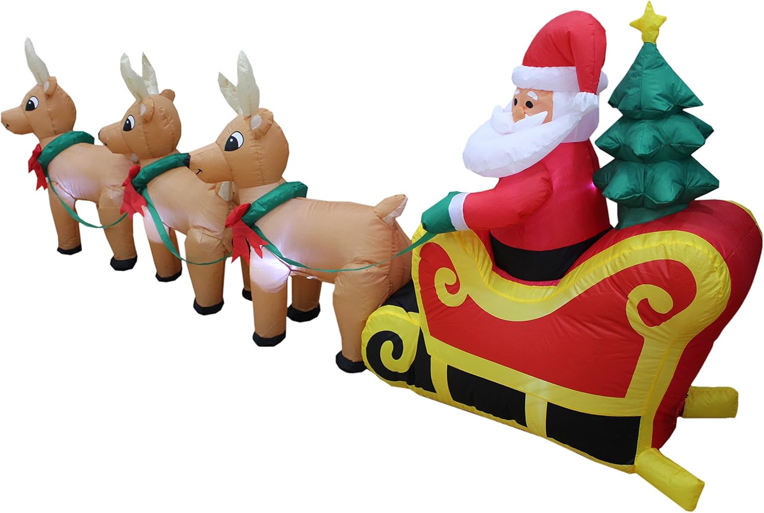 Christmas Inflatable Santa Claus on Sleigh with Reindeer and LED Lights C8501