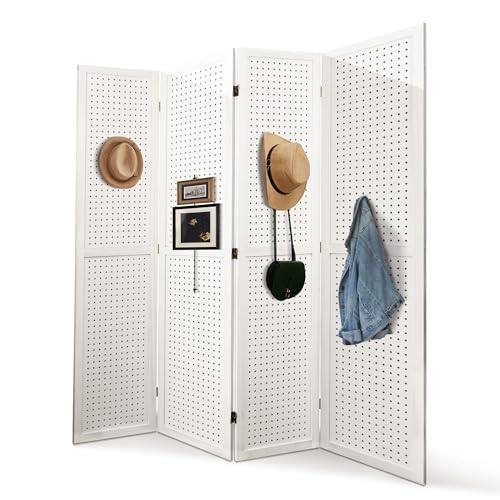 6 Panel Wooden Room Divider with Shelves P850285