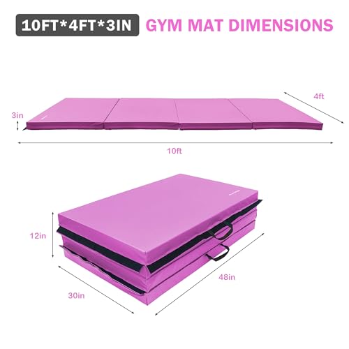 Folding Exercise Gymnastics Mat 4x10x3 Inch with Carrying Handles C40381
