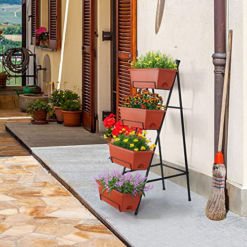 Raised Garden Bed 4 Tier Vertical Planter with Legs H80745