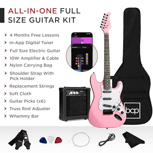 39in Full Size Beginner Electric Guitar Starter Kit with Case and Amp E13920