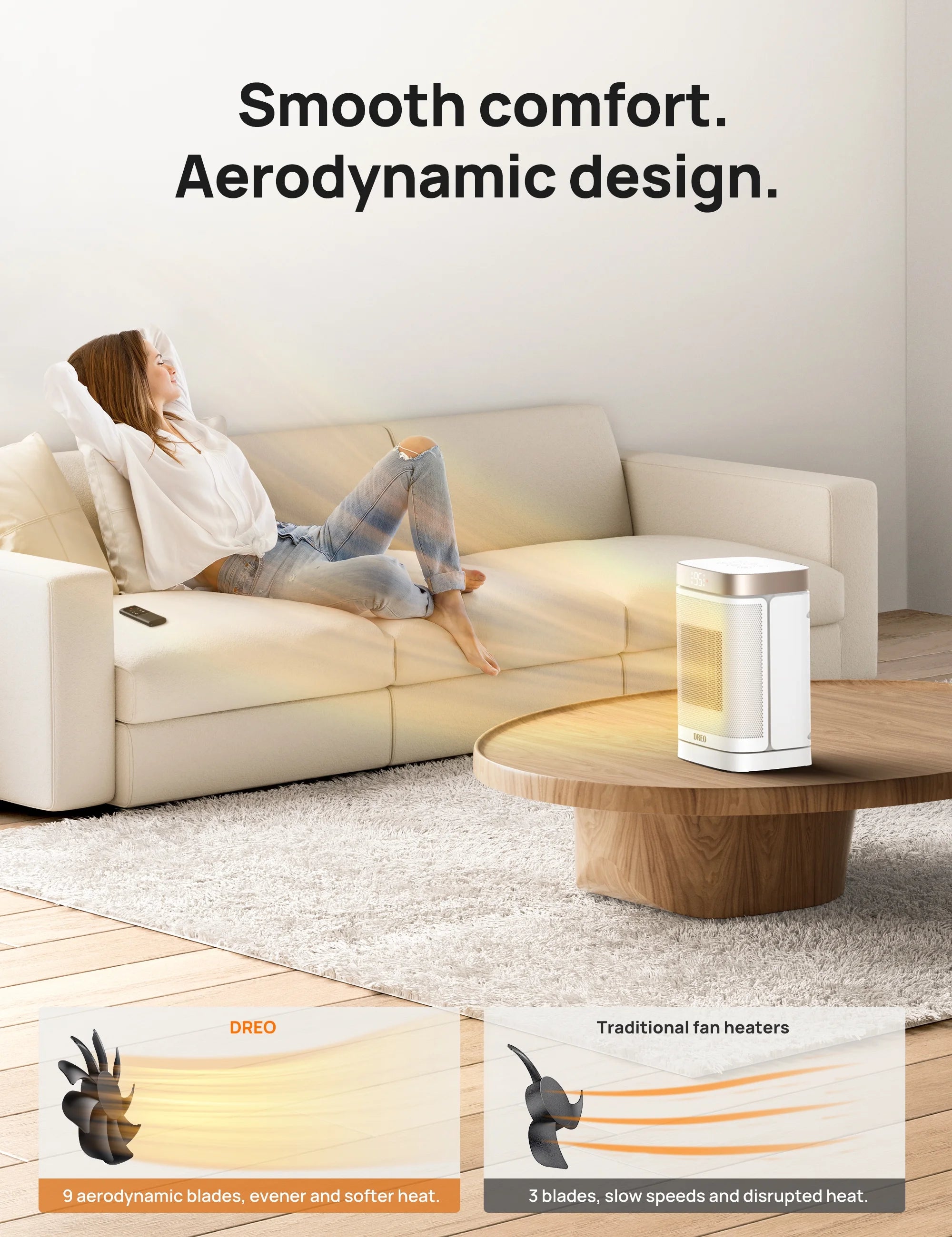 Space Heater with Remote, Oscillating Electric Heater, 1500W PTC Ceramic, 12h Timer, Quiet Portable Heater I1201