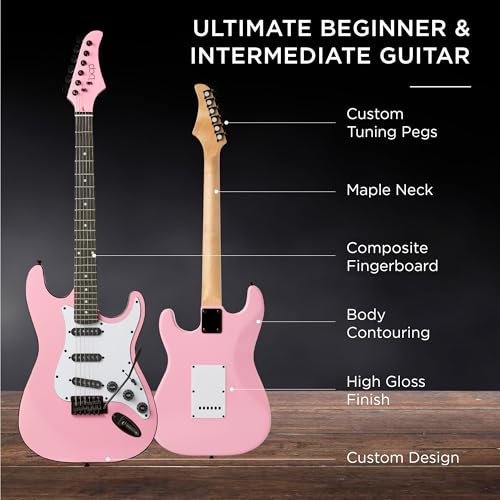 39in Full Size Beginner Electric Guitar Starter Kit with Case and Amp E13920