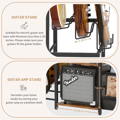 Record Player Stand with Guitar and Vinyl Storage J9238