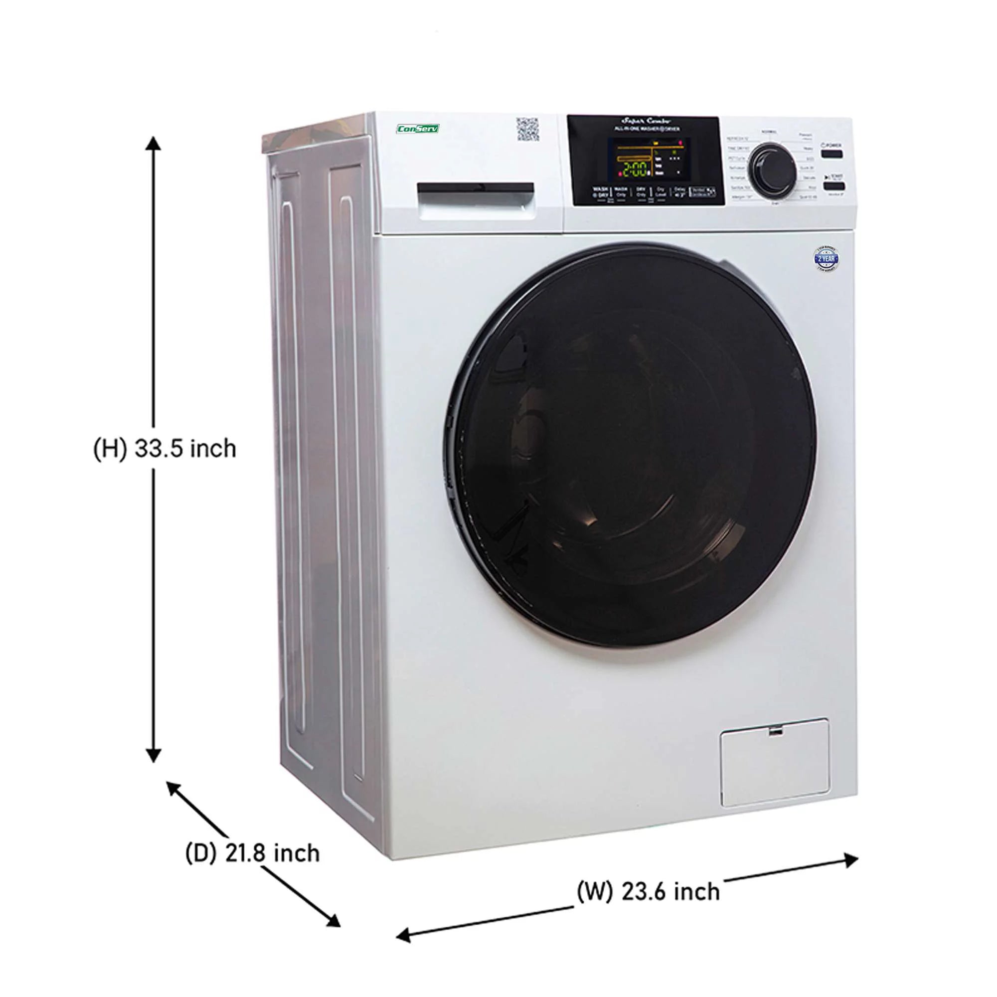 Compact Combo Washer Dryer with Pet Cycle, White H650