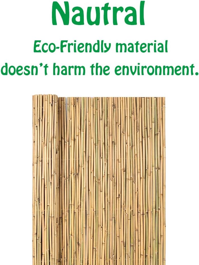 Natural Rolled Bamboo Fence, 0.7 in D x 6 ft High x 8 ft Long, Garden Privacy Screen B310