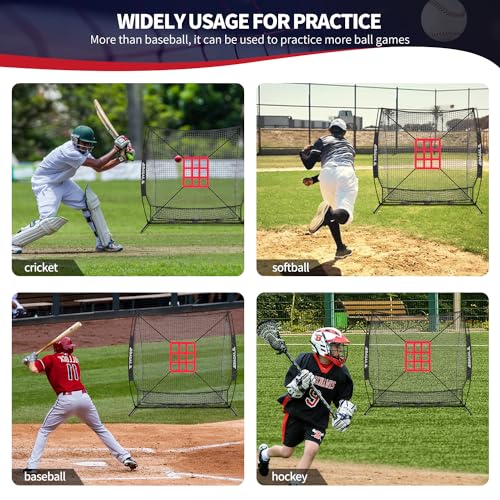 Baseball & Softball Practice Net with Bow Frame, Portable, with Batting Tee and Carry Bag B6660