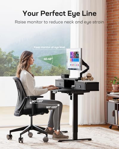 Electric Standing Desk with Drawers, Height Adjustable, Black C6615