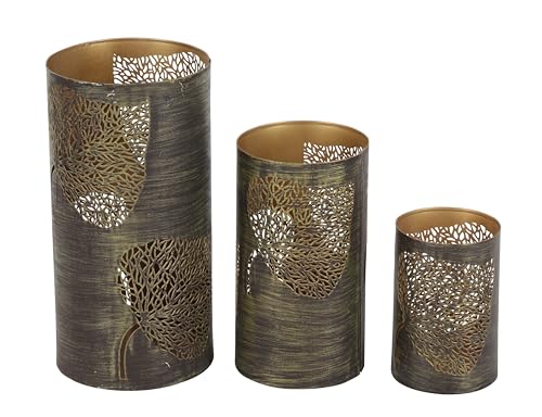 Eclectic Metal Hurricane Candle Decorative Lantern, 3 Count N481