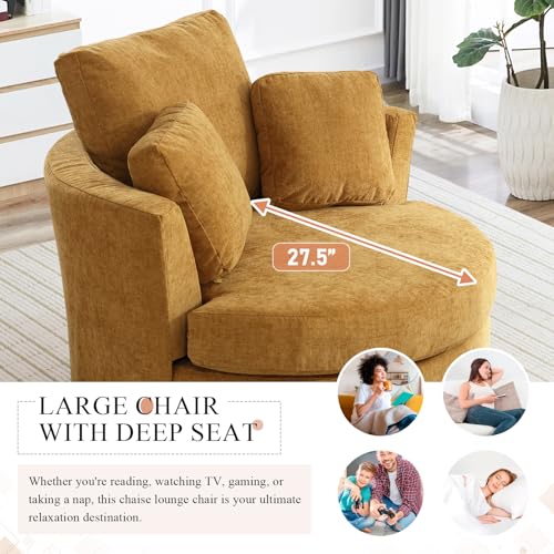 Round Swivel Barrel Chair with Ottoman for Living Room Bedroom G375183