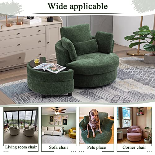 Round Swivel Barrel Chair with Ottoman for Living Room Bedroom G375183