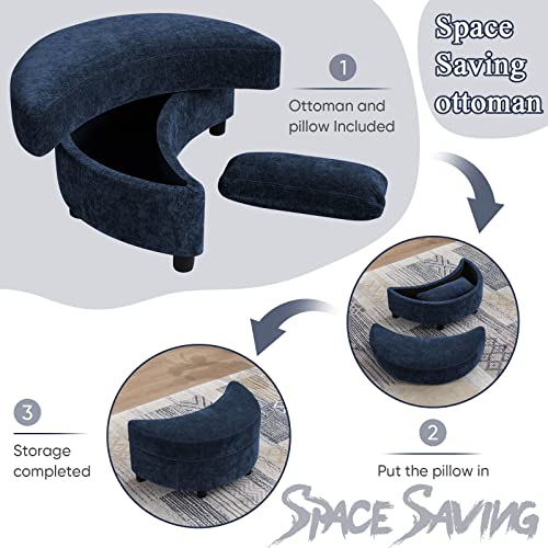 Round Swivel Barrel Chair with Ottoman for Living Room Bedroom G375183