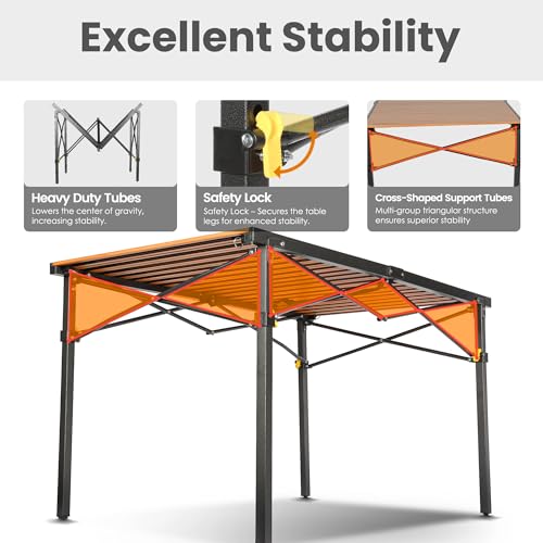 Portable Outdoor Camping Table for 2-6 Person, Foldable with Aluminum Roll-Up Top and Carry Bag P297255