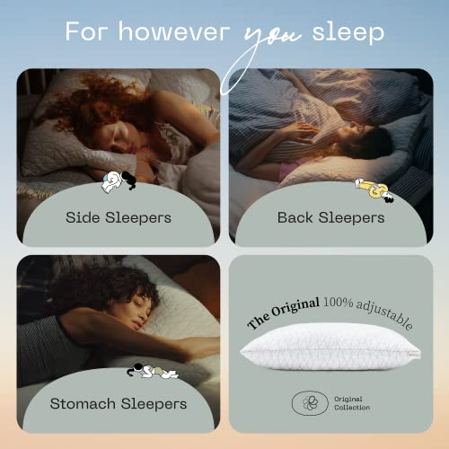 Adjustable Queen Bed Pillow, Cross Cut Memory Foam, Medium Firm for Side and Back Sleepers O458