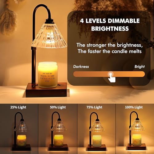 Candle Warmer Lamp with Timer, Dimmable, Height Adjustable for Jar Candles U2742