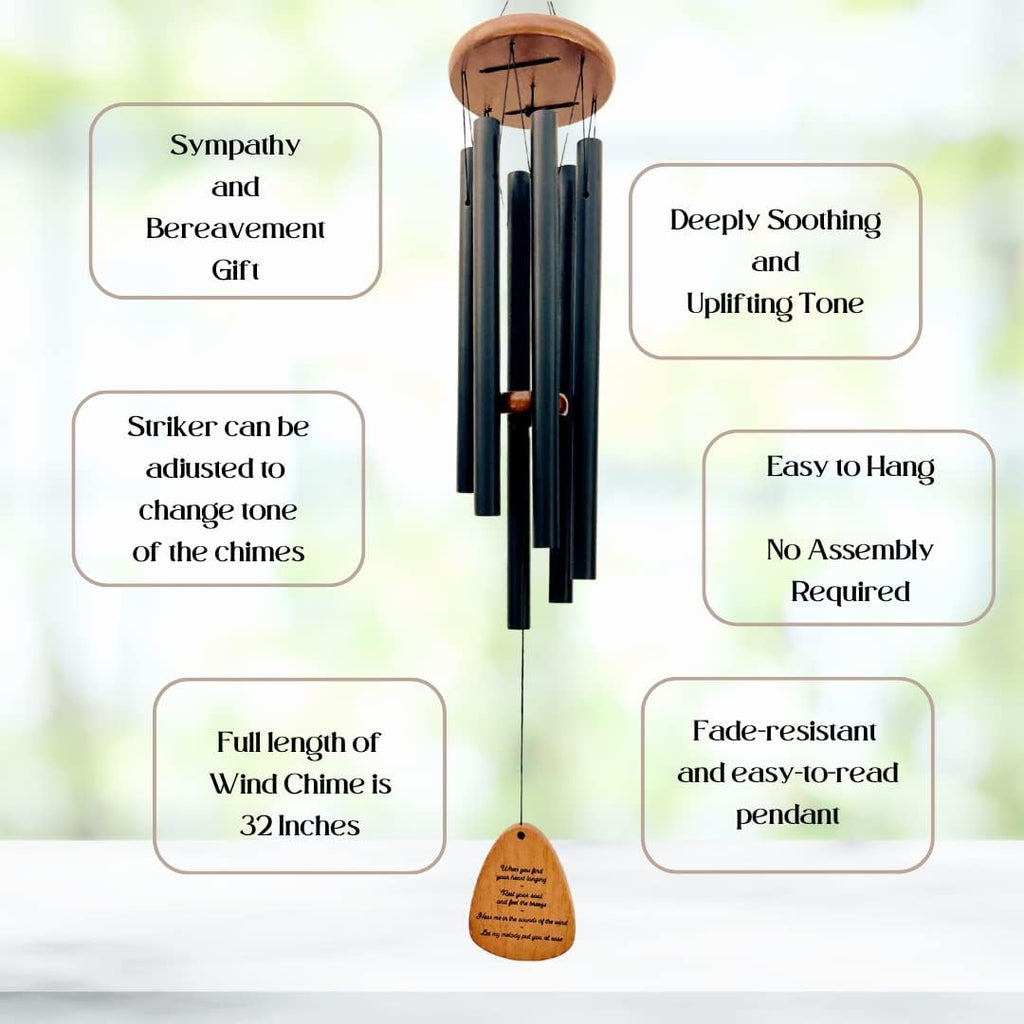 Memorial Wind Chimes for Outside, 32" Sympathy Gift for Loss of Loved One H9456