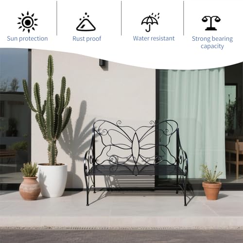 Outdoor Garden Bench Cast Iron with Armrests Y884