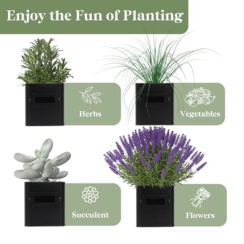 Indoor Herb Garden Planter Set with Tray and Drainage H7645