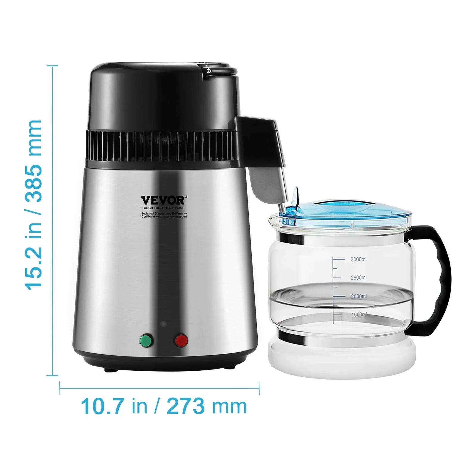 4L Water Distiller Purifier Machine Countertop Stainless Steel Interior 750W J8084