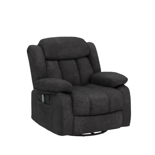Massage Swivel Rocker Recliner Chair with Heat and Vibration, Grey M1757
