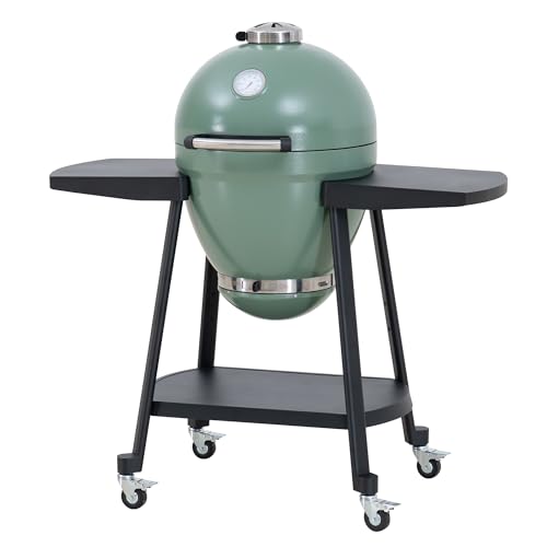 Charcoal Kamado Grill with Pizza Stone and Wheels Y970299