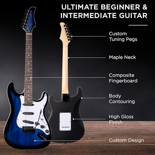 39in Full Size Beginner Electric Guitar Starter Kit with Case and Amp E13920