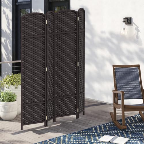 4 Panel Room Divider Screen 5.6 Ft Tall Folding Privacy Partition H959002