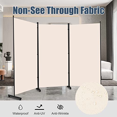 Room Divider 6ft 3 Panel Portable Fabric Partition Screen D7135