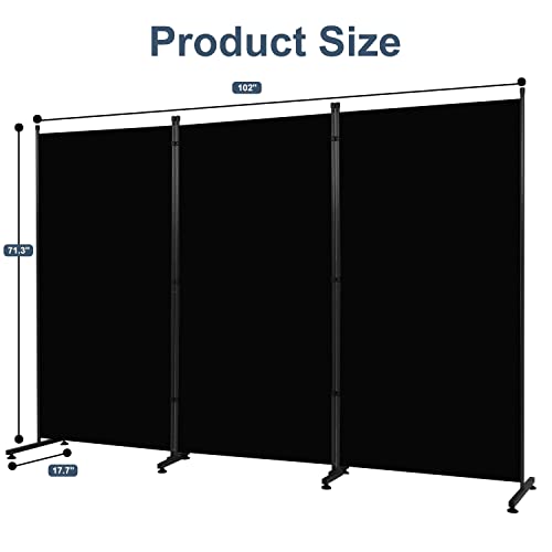 Room Divider 6ft 3 Panel Portable Fabric Partition Screen D7135