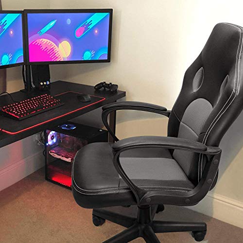 High Back Ergonomic Leather Gaming Chair, Adjustable, Blue S74277