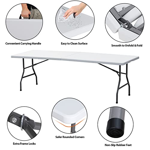Portable 4 Foot Plastic Folding Table, Indoor Outdoor Heavy Duty, White Y15191