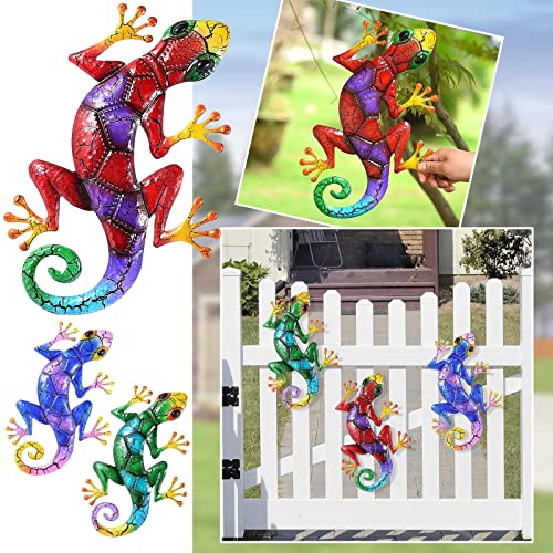 Metal Gecko Wall Art Handmade Glass Garden Decor H339922