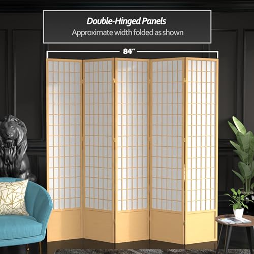 7 ft. Tall Window Pane Shoji Screen Room Divider, 3 Panels, White S15216