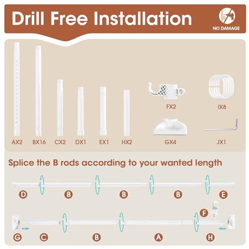 Room Divider Curtain Rod, No Drilling, Adjustable 4-10ft Height, Black N802525
