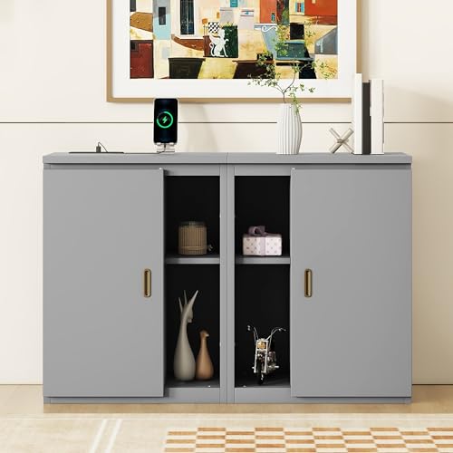 Murphy Bed Chest with Shelves and USB Ports, Foldable Wood Frame Y56482