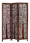 4 Panel Folding Wood Room Divider, Antique Brown, 72 x 80 P209