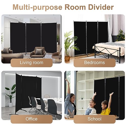 4 Panel Folding Room Divider Privacy Screen with Steel Frame F2996